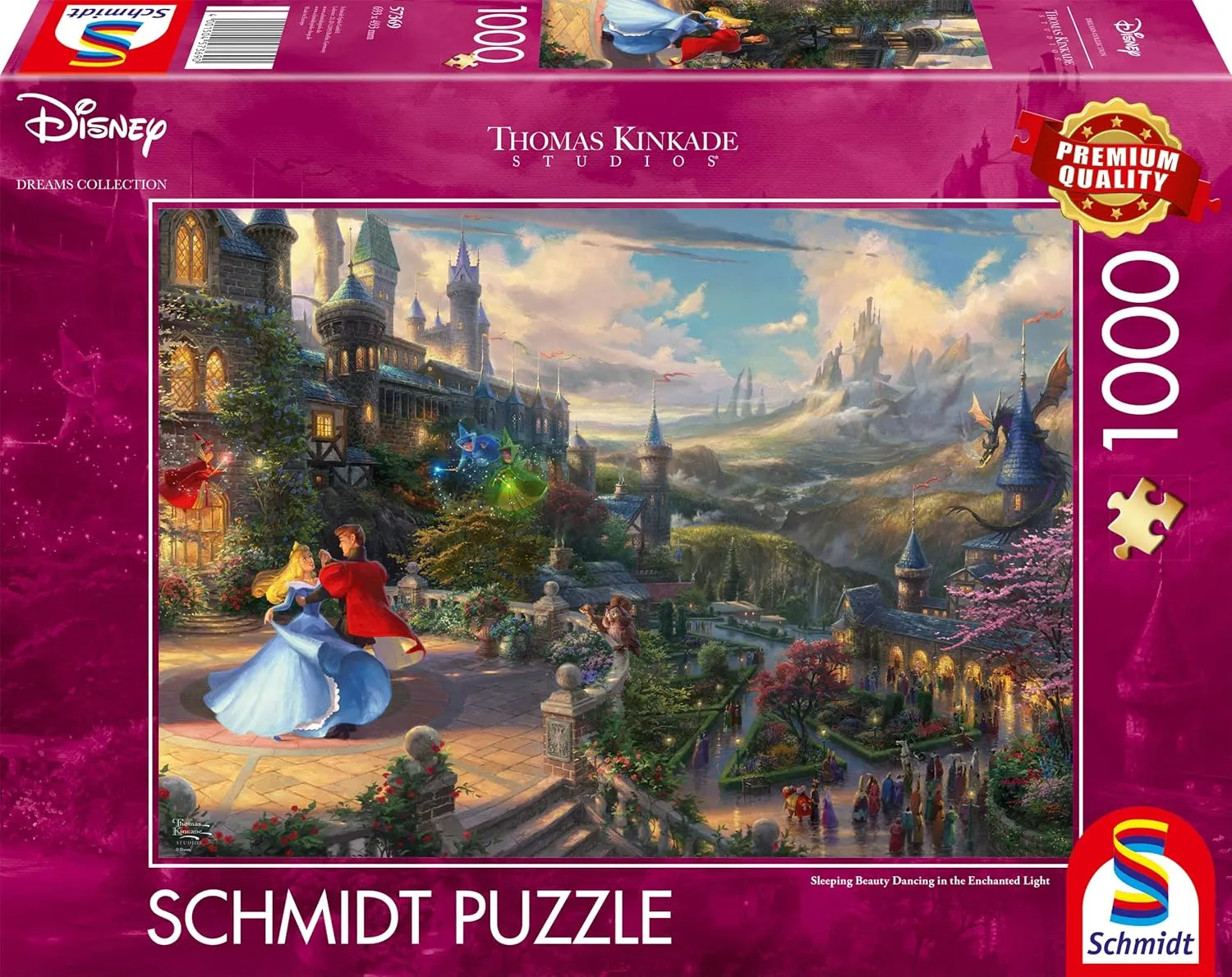 Schmidt Spiele 57369 Thomas Kinkade, Disney, Sleeping Beauty Dancing in The Enchanted Light, 1000 Piece Jigsaw Puzzle