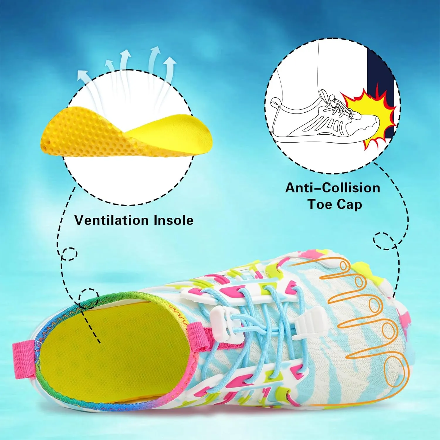 Scurtain Water Shoes for Kids Boys Girls Quick Dry Aqua Shoes Barefoot Beach Sports Swim Pool for Little Big Kid with Drainage