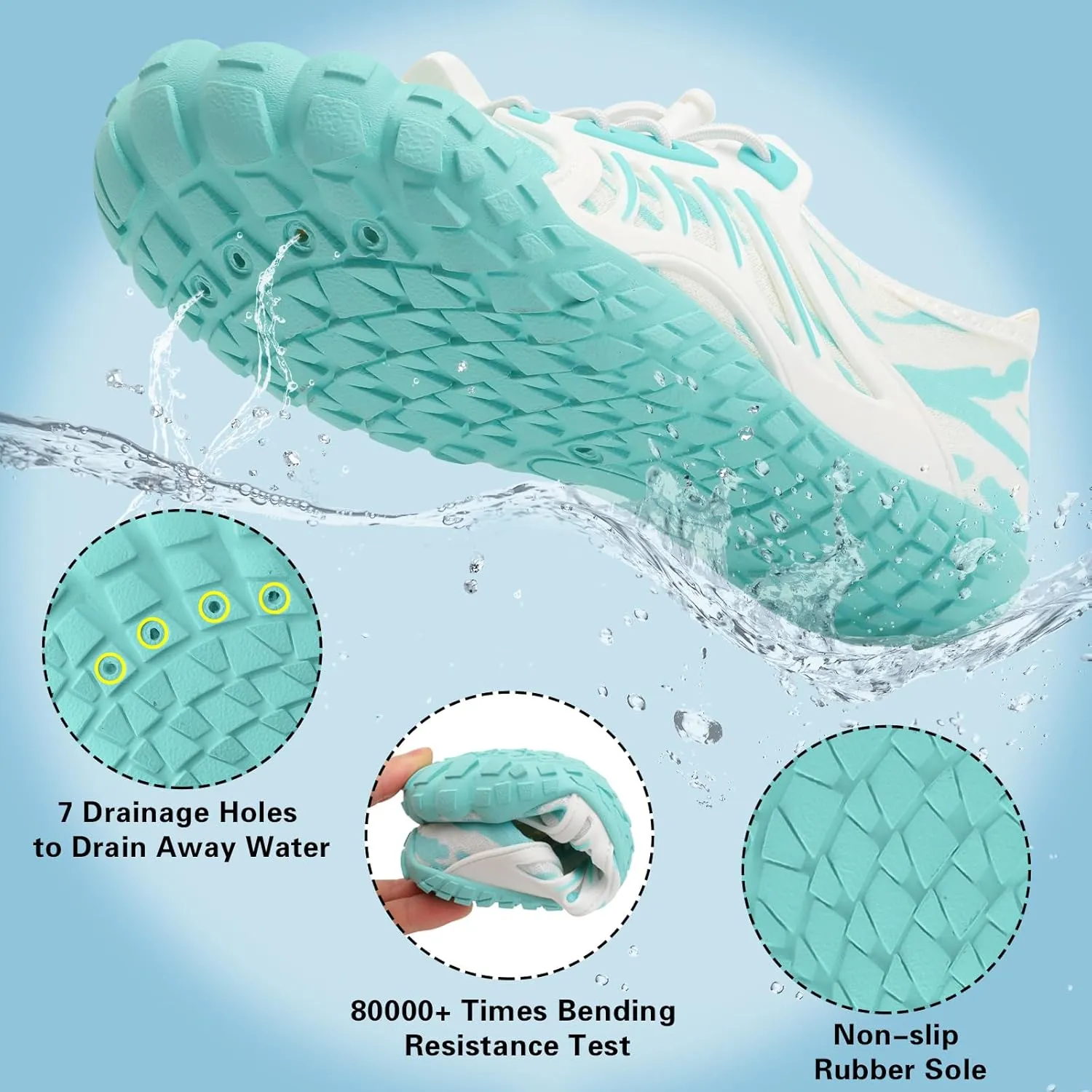 Scurtain Water Shoes for Kids Boys Girls Quick Dry Aqua Shoes Barefoot Beach Sports Swim Pool for Little Big Kid with Drainage