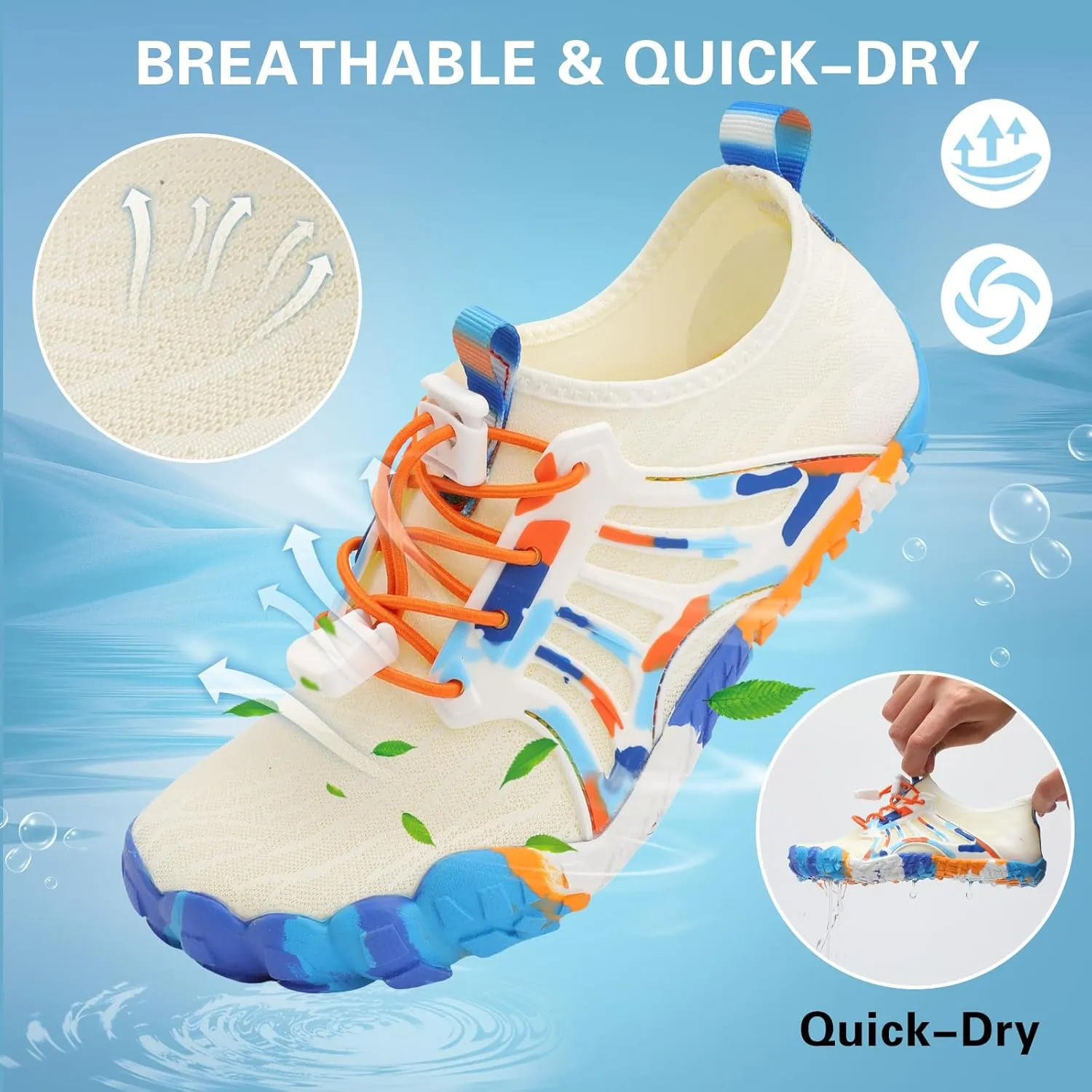 Scurtain Water Shoes for Kids Boys Girls Quick Dry Aqua Shoes Barefoot Beach Sports Swim Pool for Little Big Kid with Drainage