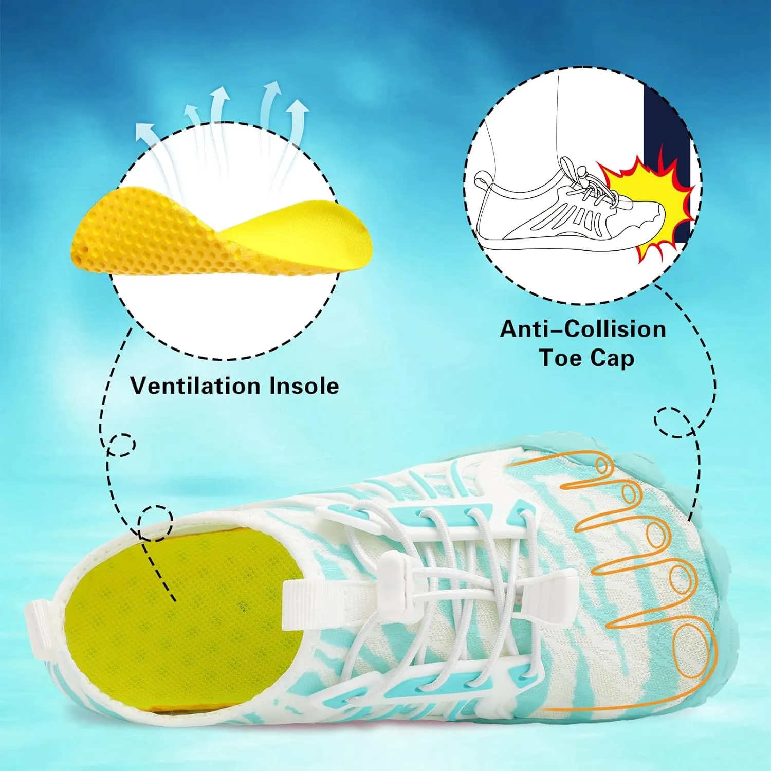 Scurtain Water Shoes for Kids Boys Girls Quick Dry Aqua Shoes Barefoot Beach Sports Swim Pool for Little Big Kid with Drainage
