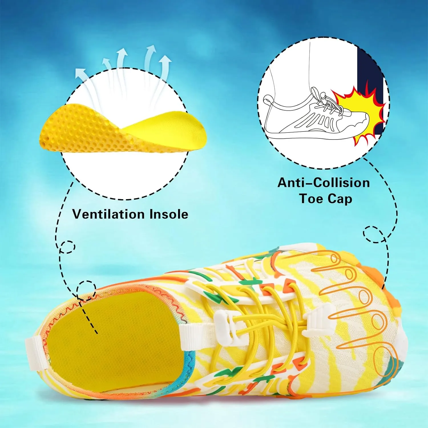 Scurtain Water Shoes for Kids Boys Girls Quick Dry Aqua Shoes Barefoot Beach Sports Swim Pool for Little Big Kid with Drainage