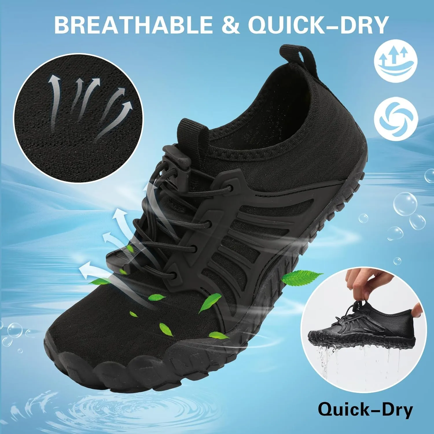 Scurtain Water Shoes for Kids Boys Girls Quick Dry Aqua Shoes Barefoot Beach Sports Swim Pool for Little Big Kid with Drainage