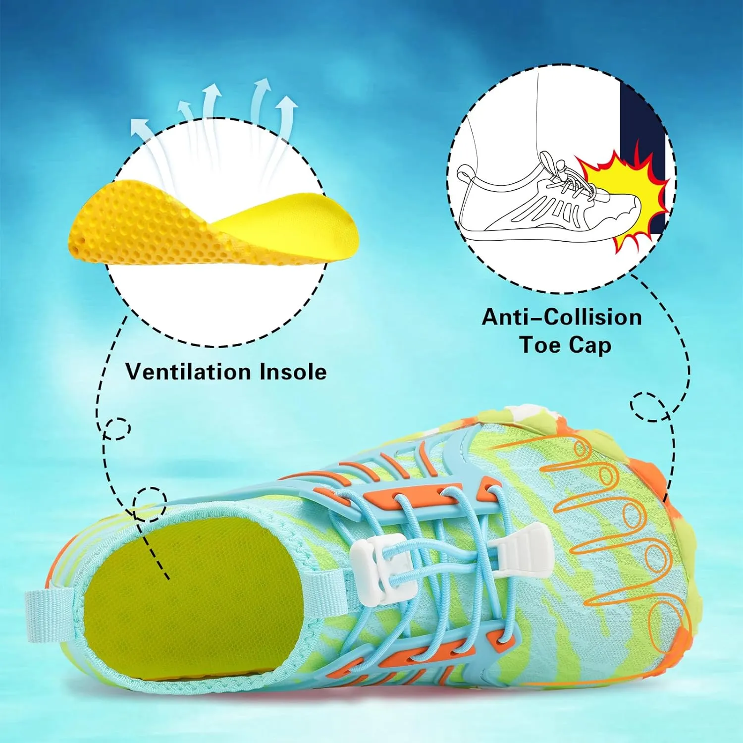 Scurtain Water Shoes for Kids Boys Girls Quick Dry Aqua Shoes Barefoot Beach Sports Swim Pool for Little Big Kid with Drainage