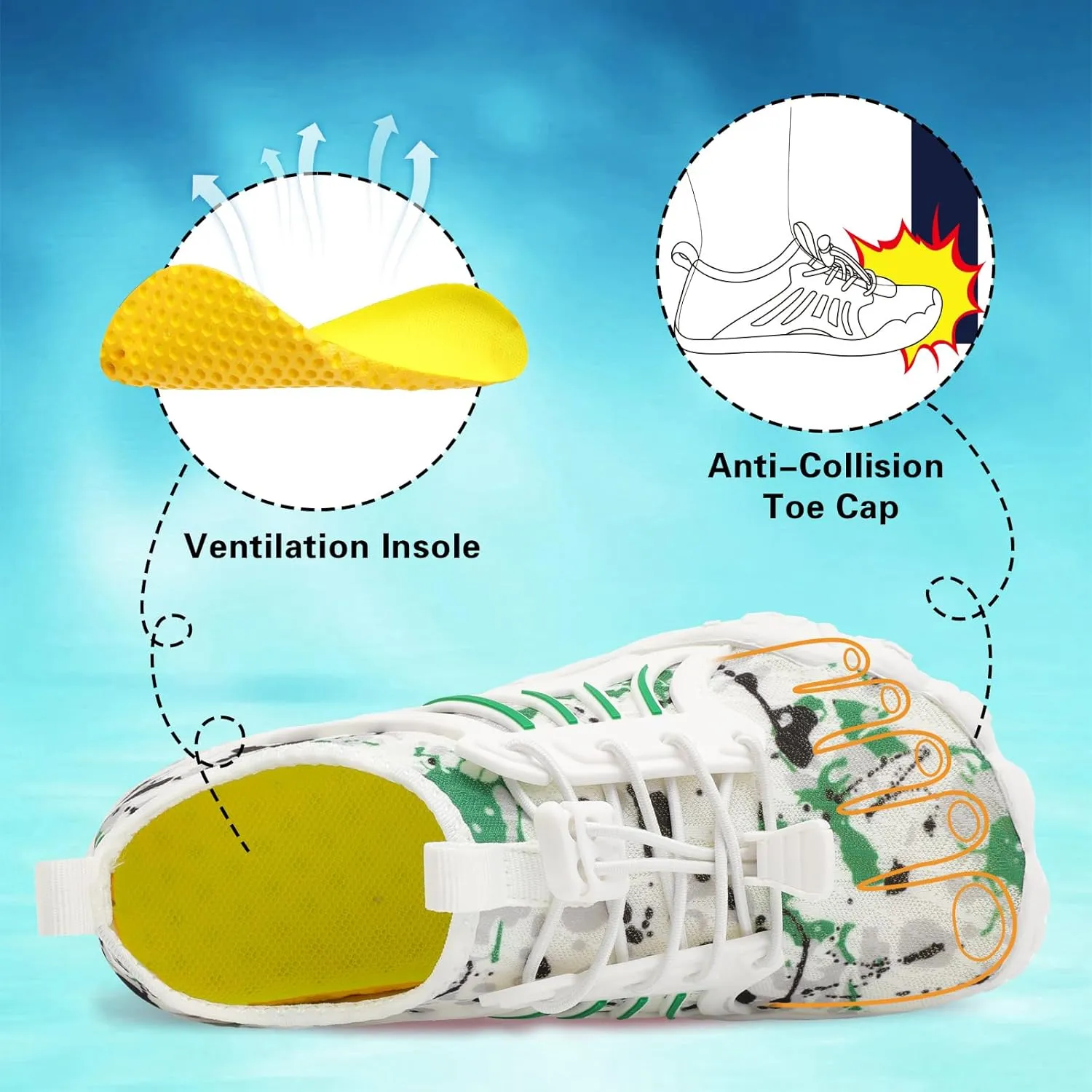 Scurtain Water Shoes for Kids Boys Girls Quick Dry Aqua Shoes Barefoot Beach Sports Swim Pool for Little Big Kid with Drainage