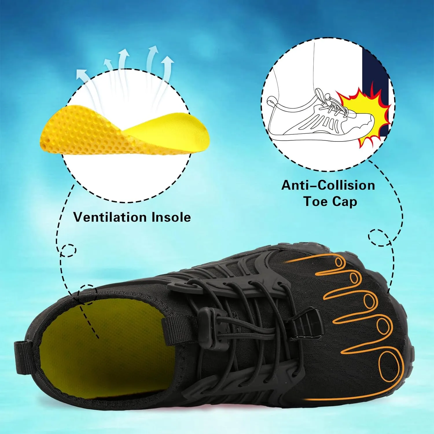 Scurtain Water Shoes for Kids Boys Girls Quick Dry Aqua Shoes Barefoot Beach Sports Swim Pool for Little Big Kid with Drainage