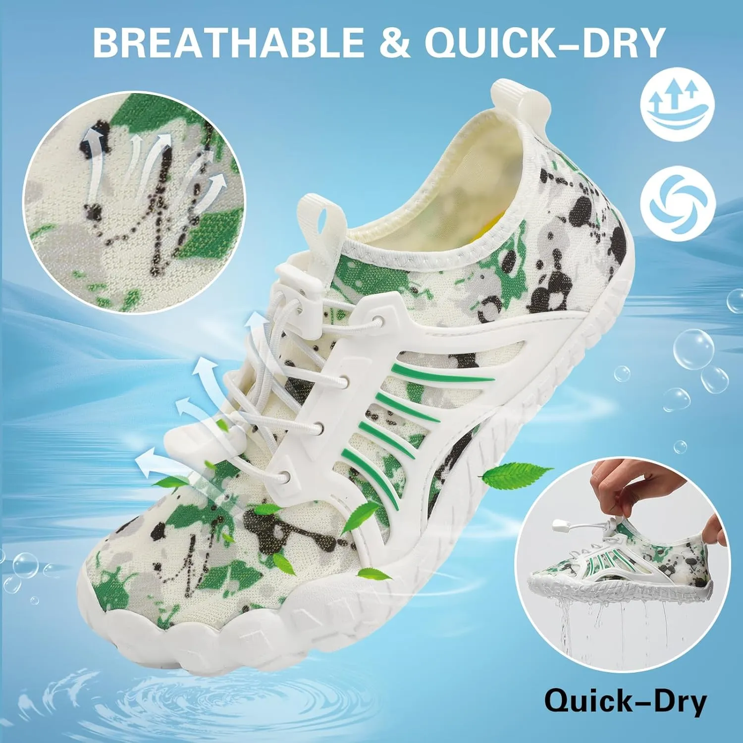Scurtain Water Shoes for Kids Boys Girls Quick Dry Aqua Shoes Barefoot Beach Sports Swim Pool for Little Big Kid with Drainage