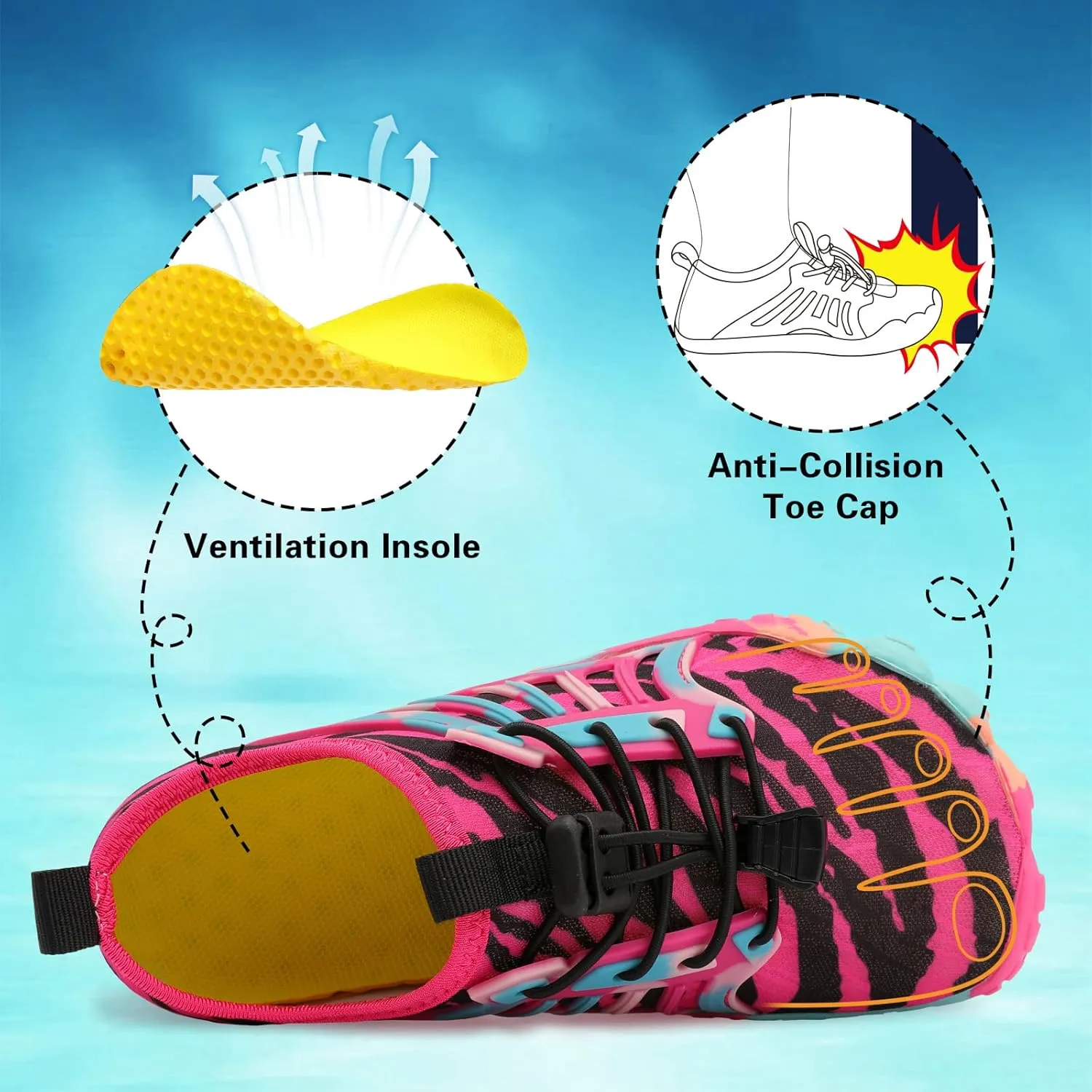 Scurtain Water Shoes for Kids Boys Girls Quick Dry Aqua Shoes Barefoot Beach Sports Swim Pool for Little Big Kid with Drainage