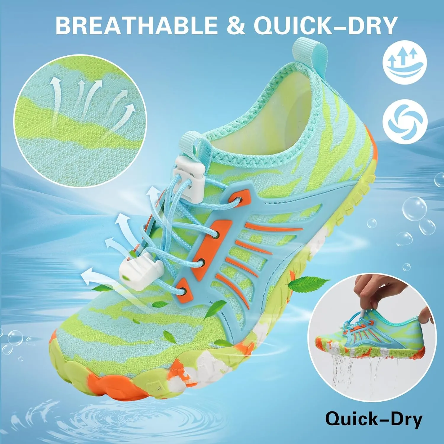 Scurtain Water Shoes for Kids Boys Girls Quick Dry Aqua Shoes Barefoot Beach Sports Swim Pool for Little Big Kid with Drainage