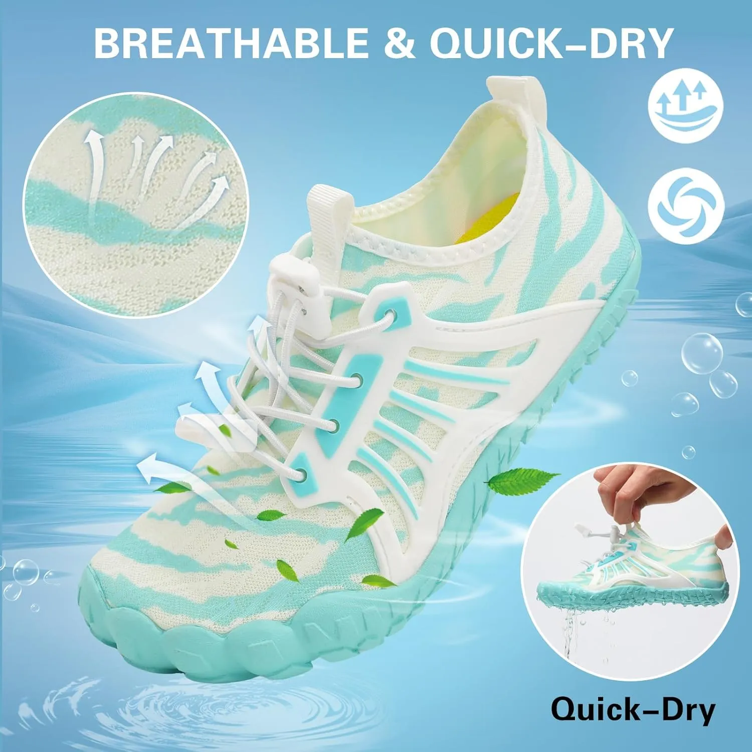 Scurtain Water Shoes for Kids Boys Girls Quick Dry Aqua Shoes Barefoot Beach Sports Swim Pool for Little Big Kid with Drainage