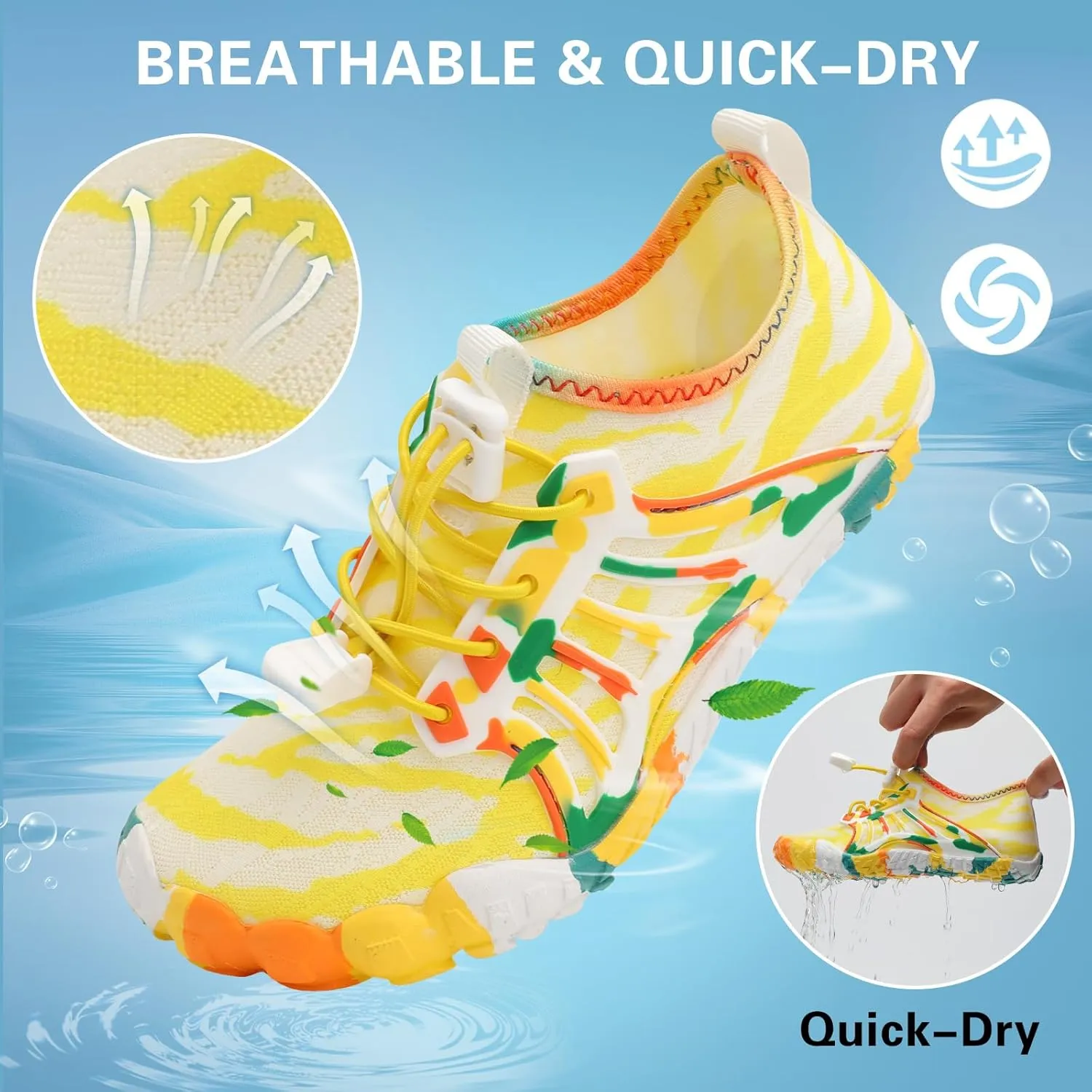 Scurtain Water Shoes for Kids Boys Girls Quick Dry Aqua Shoes Barefoot Beach Sports Swim Pool for Little Big Kid with Drainage
