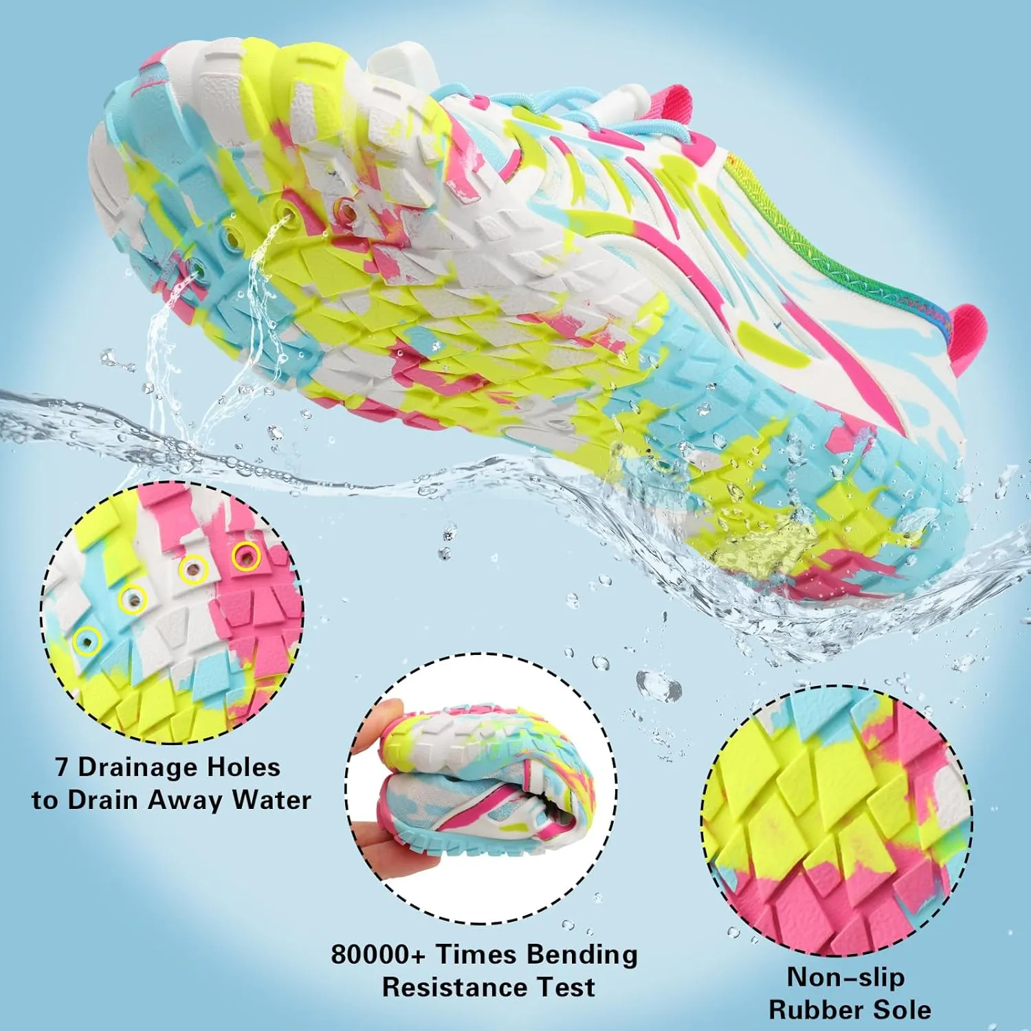 Scurtain Water Shoes for Kids Boys Girls Quick Dry Aqua Shoes Barefoot Beach Sports Swim Pool for Little Big Kid with Drainage