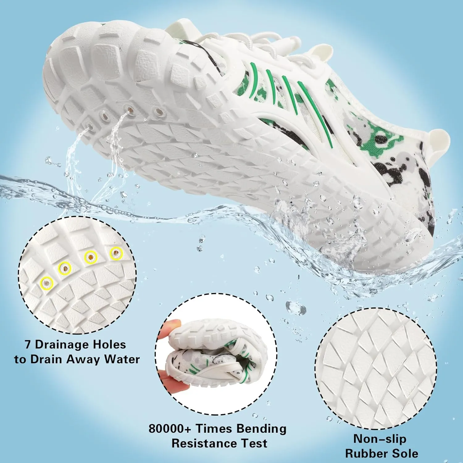 Scurtain Water Shoes for Kids Boys Girls Quick Dry Aqua Shoes Barefoot Beach Sports Swim Pool for Little Big Kid with Drainage