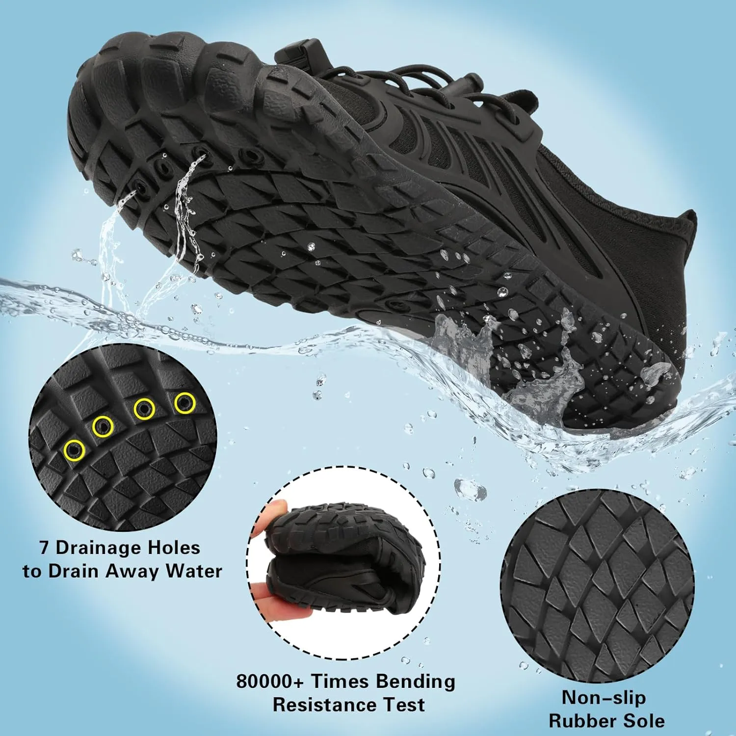 Scurtain Water Shoes for Kids Boys Girls Quick Dry Aqua Shoes Barefoot Beach Sports Swim Pool for Little Big Kid with Drainage