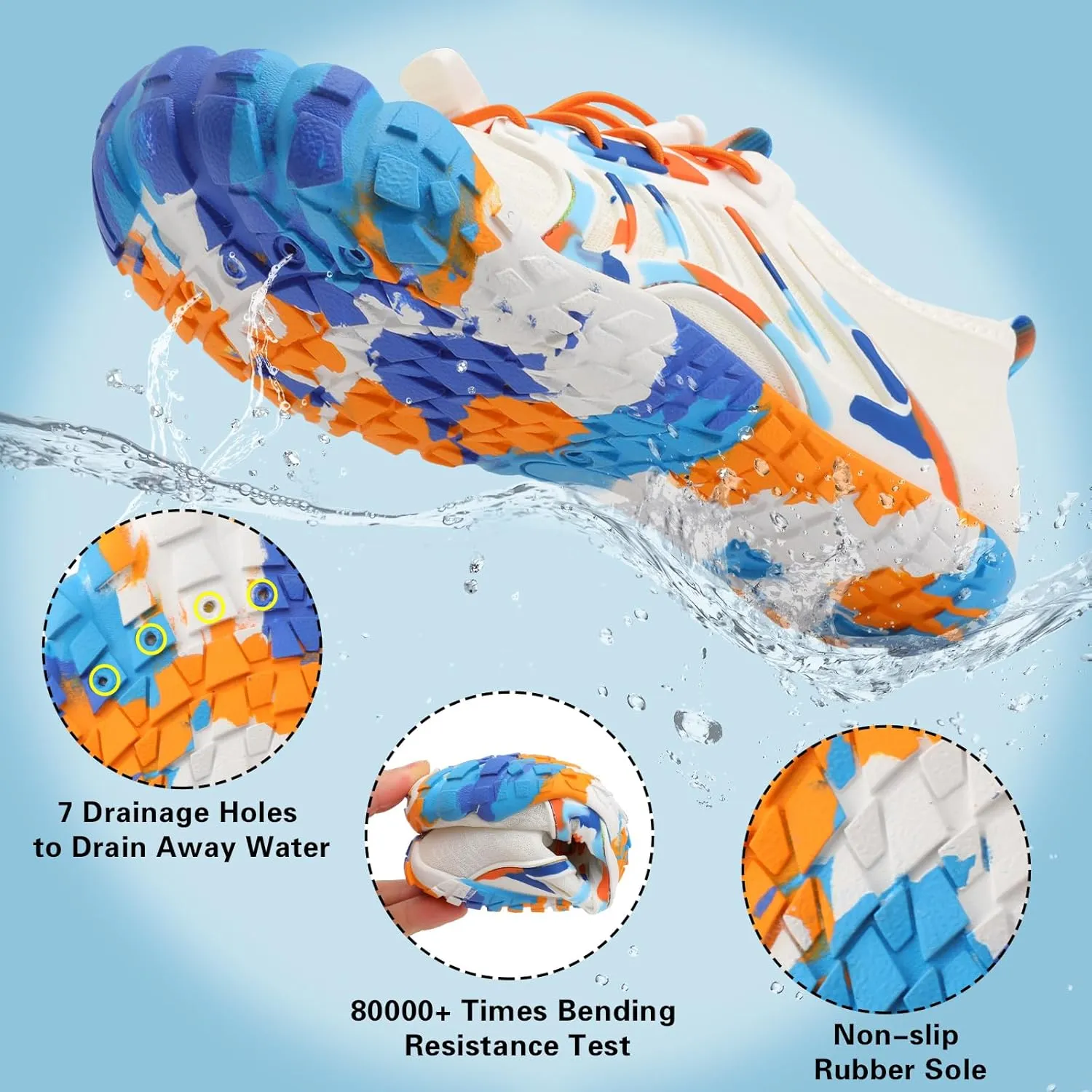 Scurtain Water Shoes for Kids Boys Girls Quick Dry Aqua Shoes Barefoot Beach Sports Swim Pool for Little Big Kid with Drainage