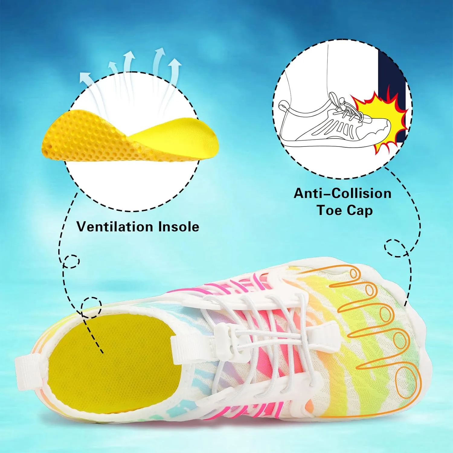 Scurtain Water Shoes for Kids Boys Girls Quick Dry Aqua Shoes Barefoot Beach Sports Swim Pool for Little Big Kid with Drainage