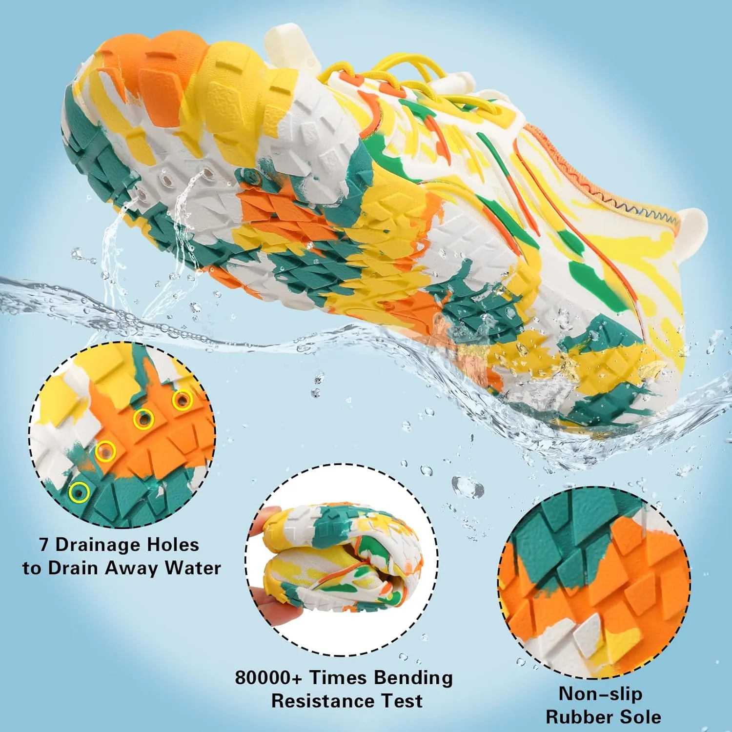 Scurtain Water Shoes for Kids Boys Girls Quick Dry Aqua Shoes Barefoot Beach Sports Swim Pool for Little Big Kid with Drainage