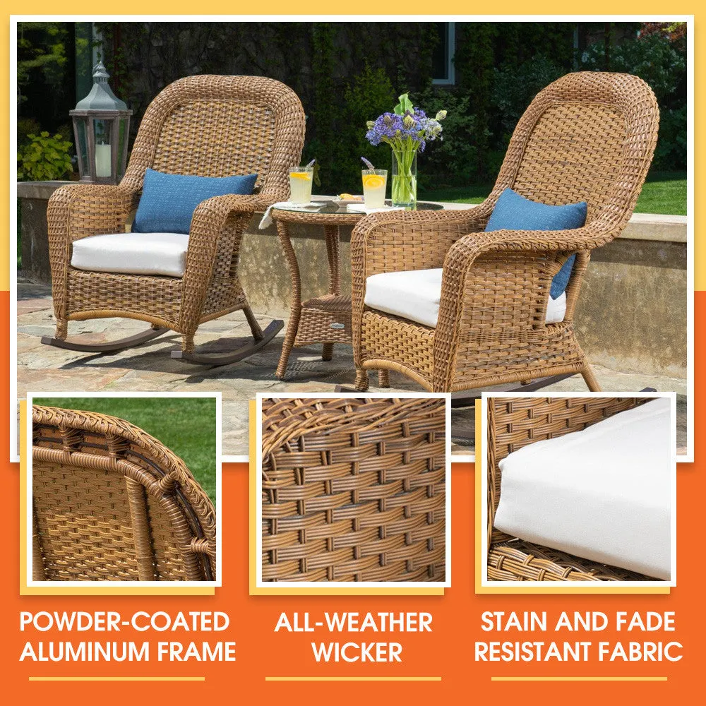 Sea Pines Wicker 3pc Rocking Chair Set