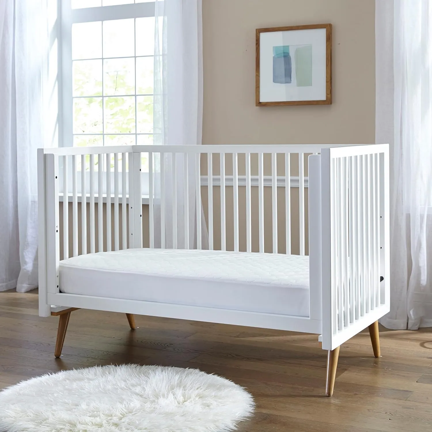 Sealy Baby Antimicrobial Fitted Waterproof Infant Crib Mattress Protector Pad and Toddler Bed Cover, Designed to Neutralize Odors, Machine Washable and Dryer Friendly, 52” x 28”- White