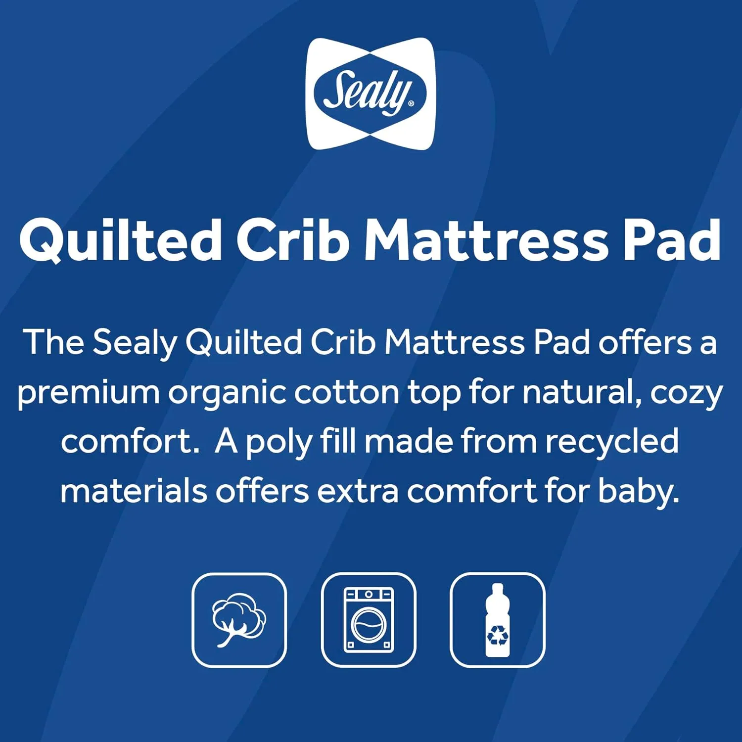 Sealy Baby Quilted Organic Cotton Top Breathable Fitted Waterproof Infant Crib Mattress Protector Pad and Toddler Bed Cover, Durable and Comfortable Topper, Machine Washable, 52” x 28”- Cream