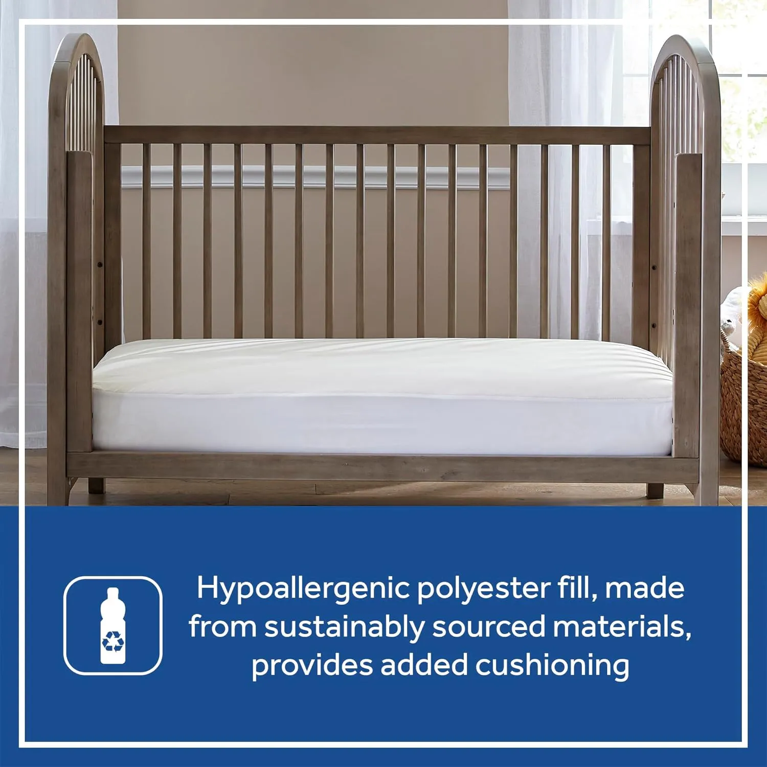 Sealy Baby Quilted Organic Cotton Top Breathable Fitted Waterproof Infant Crib Mattress Protector Pad and Toddler Bed Cover, Durable and Comfortable Topper, Machine Washable, 52” x 28”- Cream