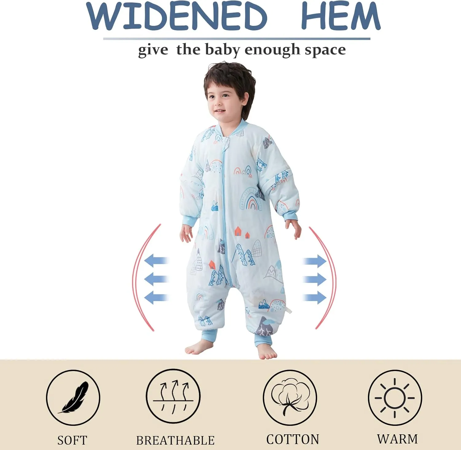 SEAUR - Baby Sleep Bag Winter Toddler Wearable Blanket Girl Boy Walking Sleeping Bag Pajamas Long Sleeve Warm