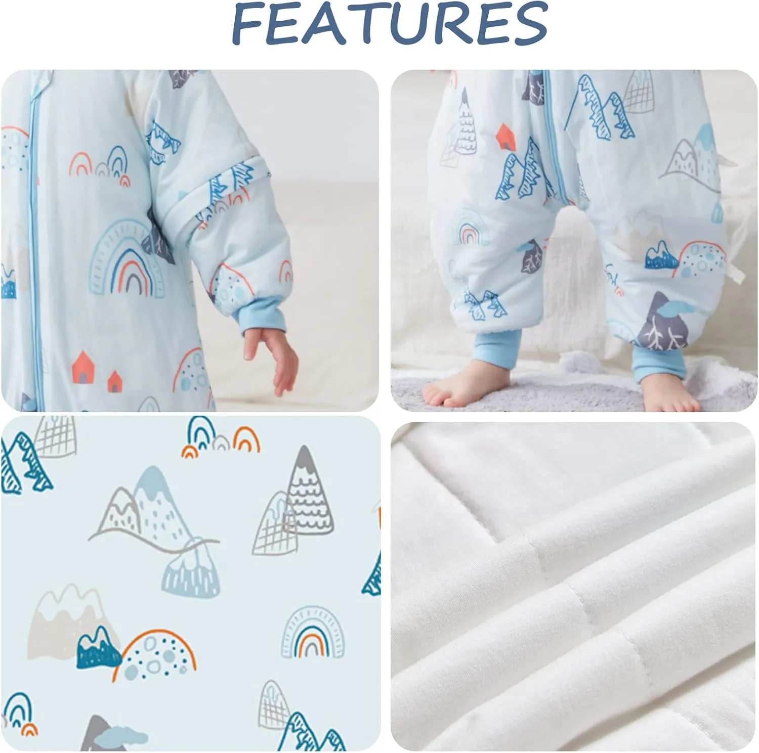 SEAUR - Baby Sleep Bag Winter Toddler Wearable Blanket Girl Boy Walking Sleeping Bag Pajamas Long Sleeve Warm