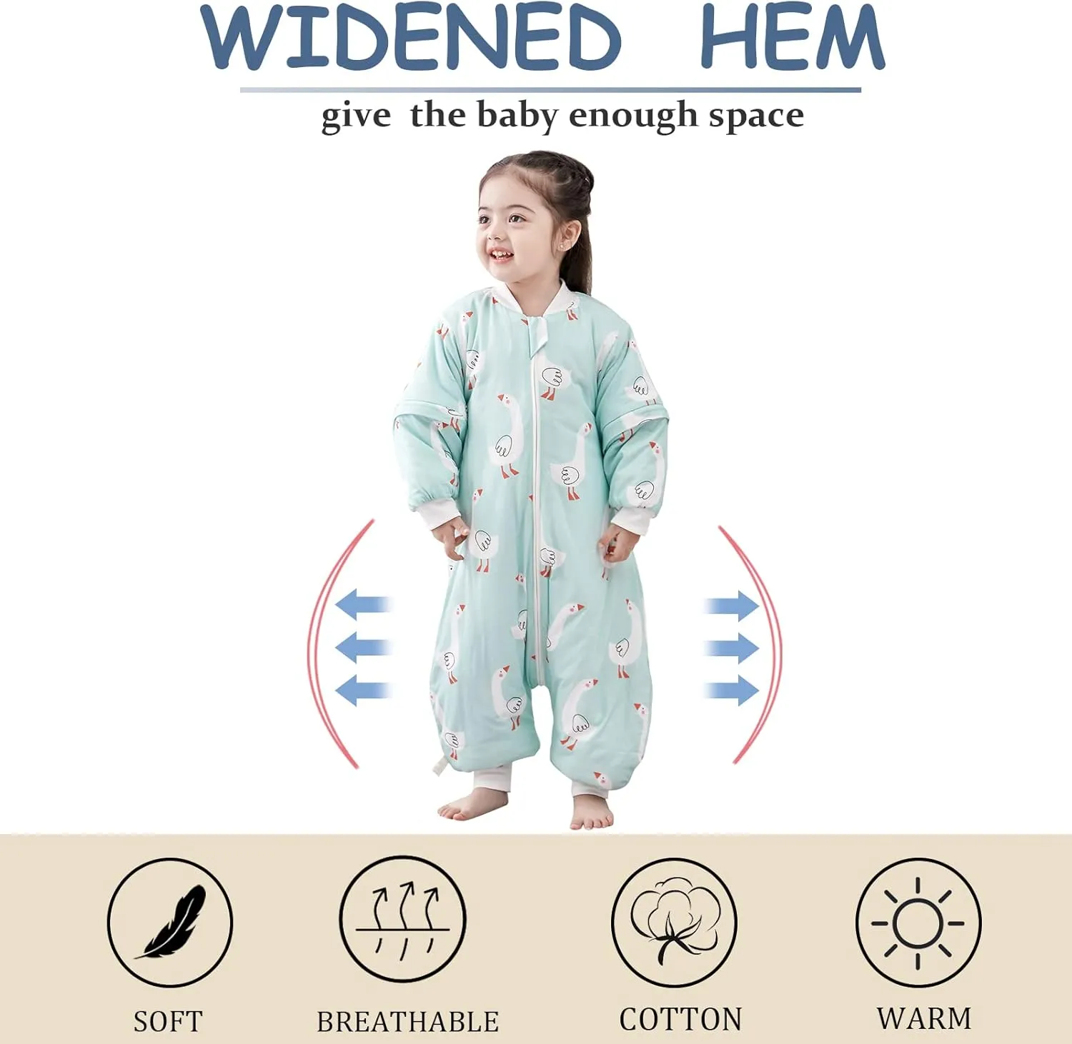 SEAUR - Baby Sleep Bag Winter Toddler Wearable Blanket Girl Boy Walking Sleeping Bag Pajamas Long Sleeve Warm