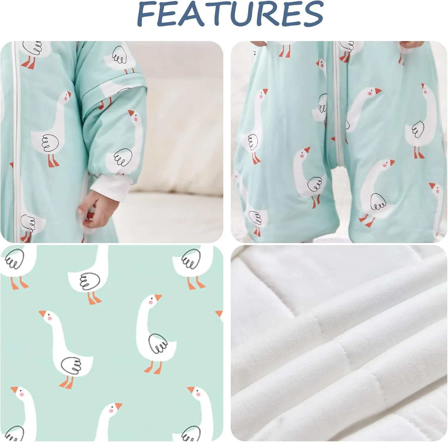 SEAUR - Baby Sleep Bag Winter Toddler Wearable Blanket Girl Boy Walking Sleeping Bag Pajamas Long Sleeve Warm