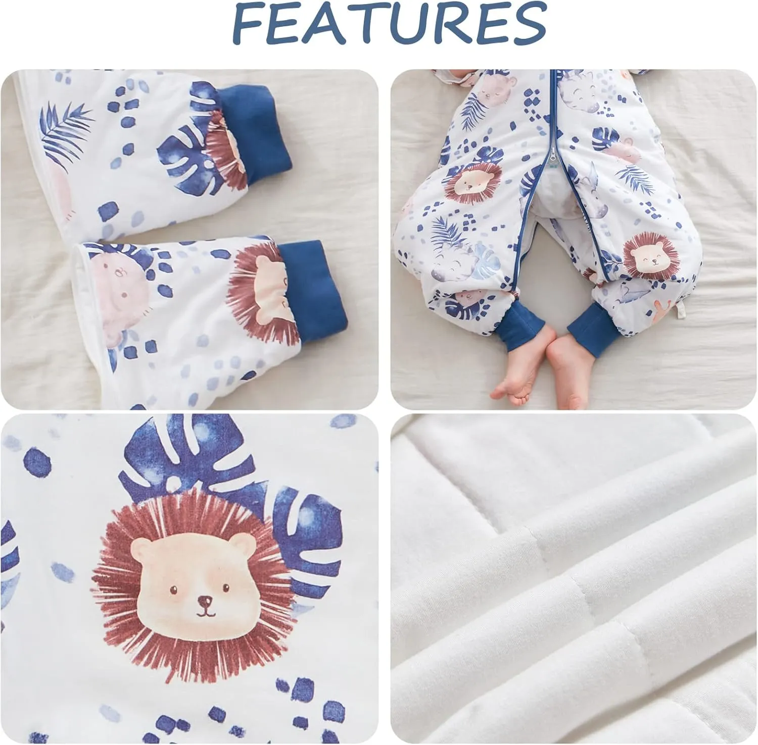 SEAUR - Baby Sleep Bag Winter Toddler Wearable Blanket Girl Boy Walking Sleeping Bag Pajamas Long Sleeve Warm