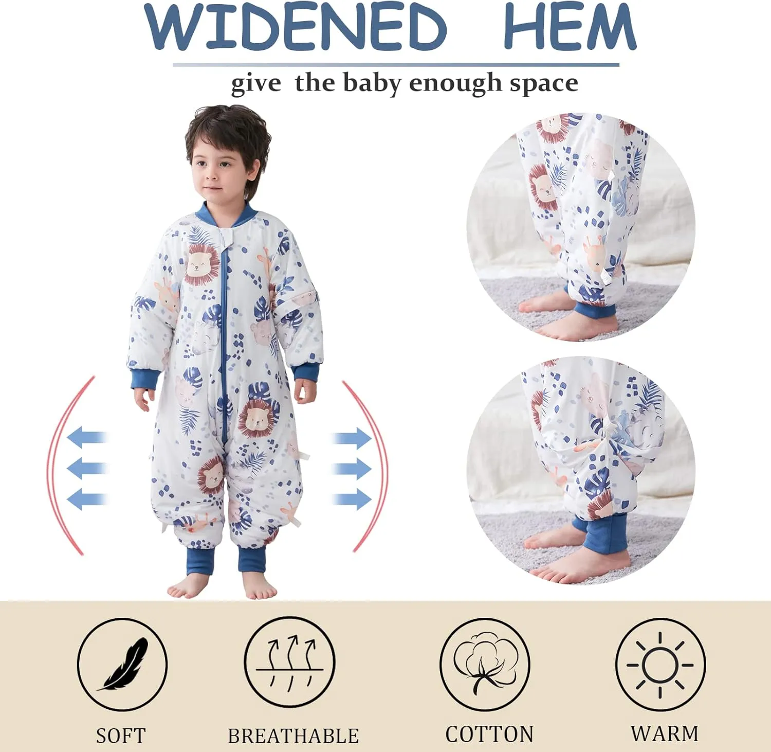 SEAUR - Baby Sleep Bag Winter Toddler Wearable Blanket Girl Boy Walking Sleeping Bag Pajamas Long Sleeve Warm