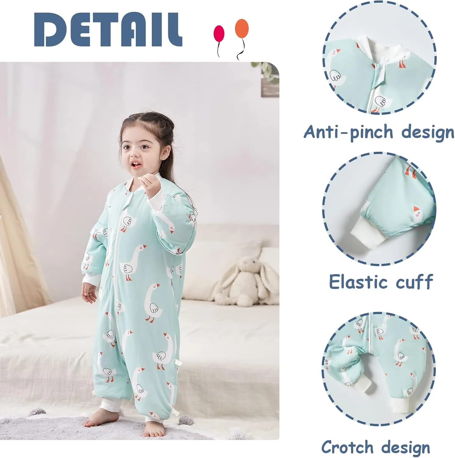 SEAUR - Baby Sleep Bag Winter Toddler Wearable Blanket Girl Boy Walking Sleeping Bag Pajamas Long Sleeve Warm