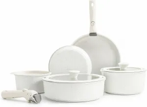 SENSARTE 13 Piece Pots and Pans Set, Nonstick Detachable Handle Cookware, Induction Kitchen Cookware Set with Removable Handle, Healthy Non Stick for RV, Dishwasher ＆ Oven Safe, PFOA Free (White)