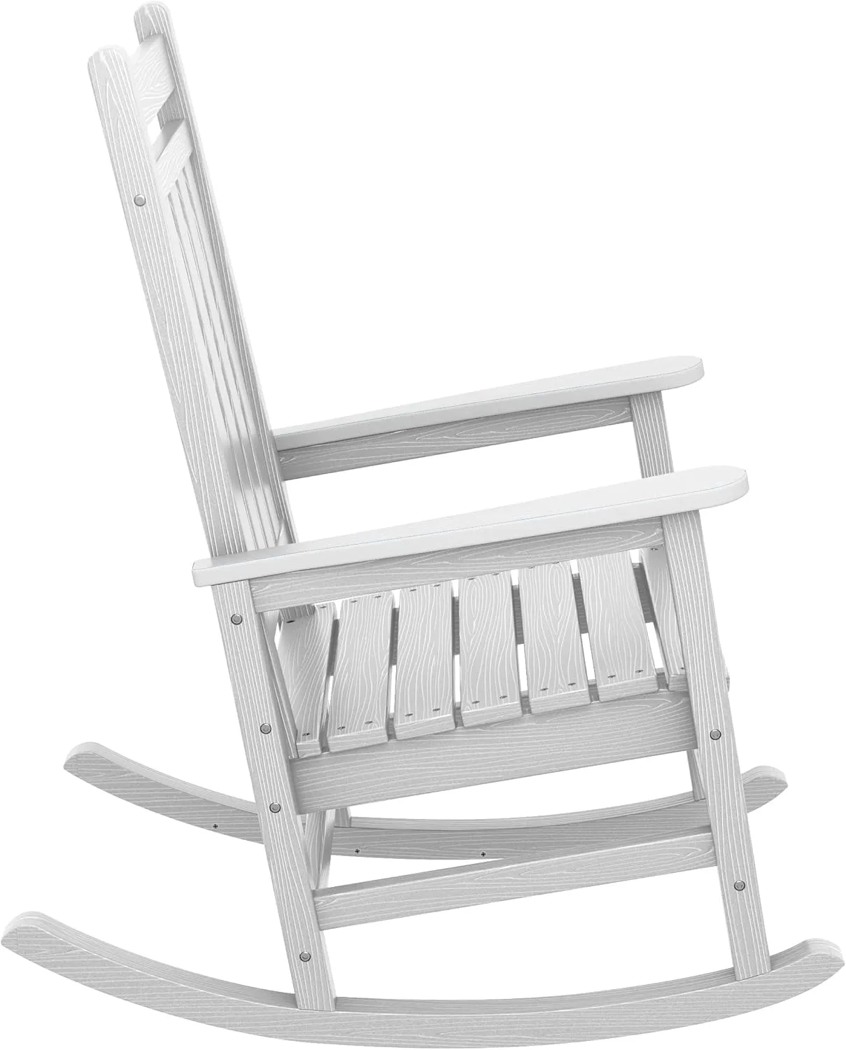 SERWALL Outdoor Rocking Chair, HDPE Rocking Chair for Adults, All Weather Porch Rockers for Lawn Garden, White