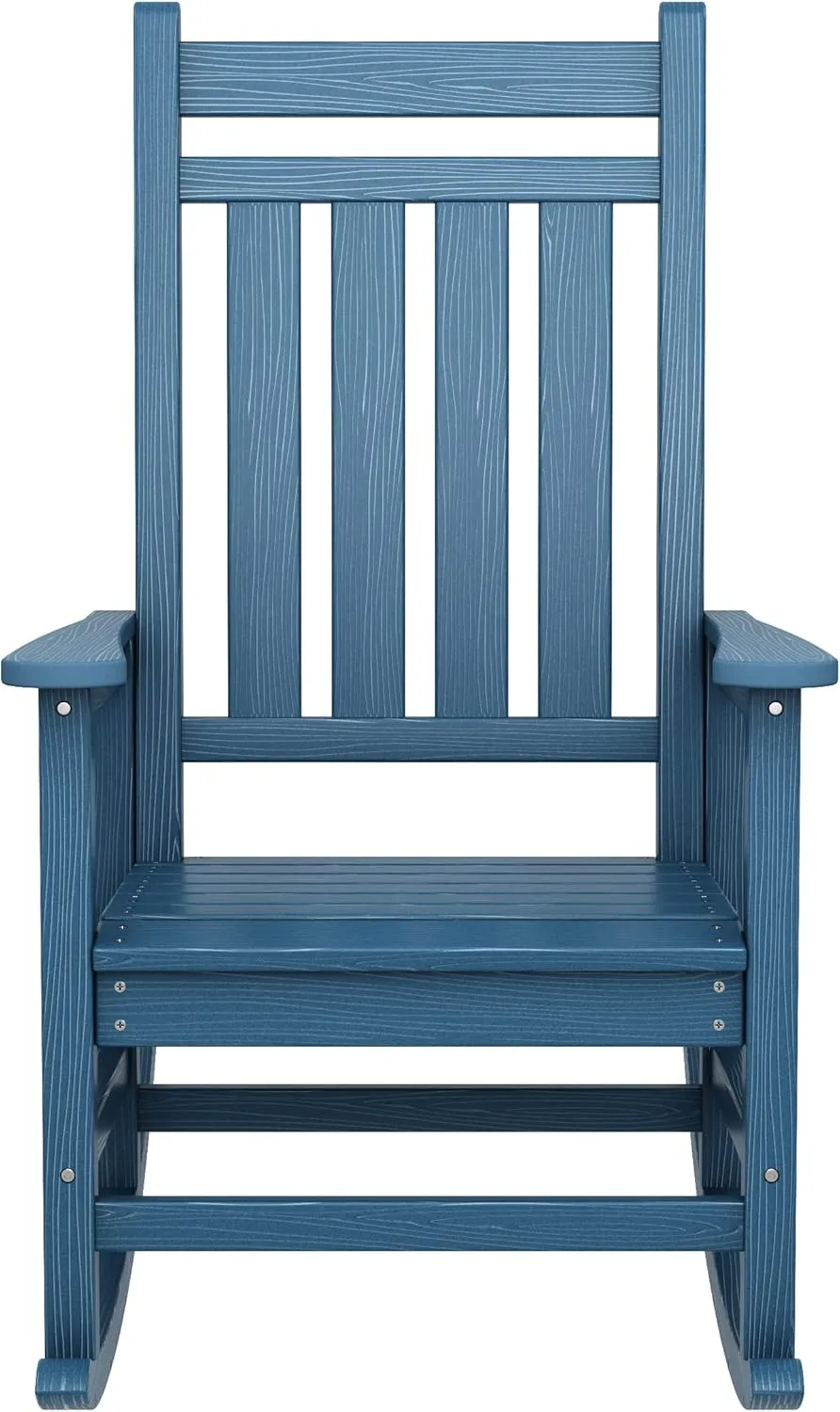 SERWALL Outdoor Rocking Chair Set of 4, HDPE Rocking Chairs for Adult, All Weather Porch Rockers for Lawn Garden, Blue