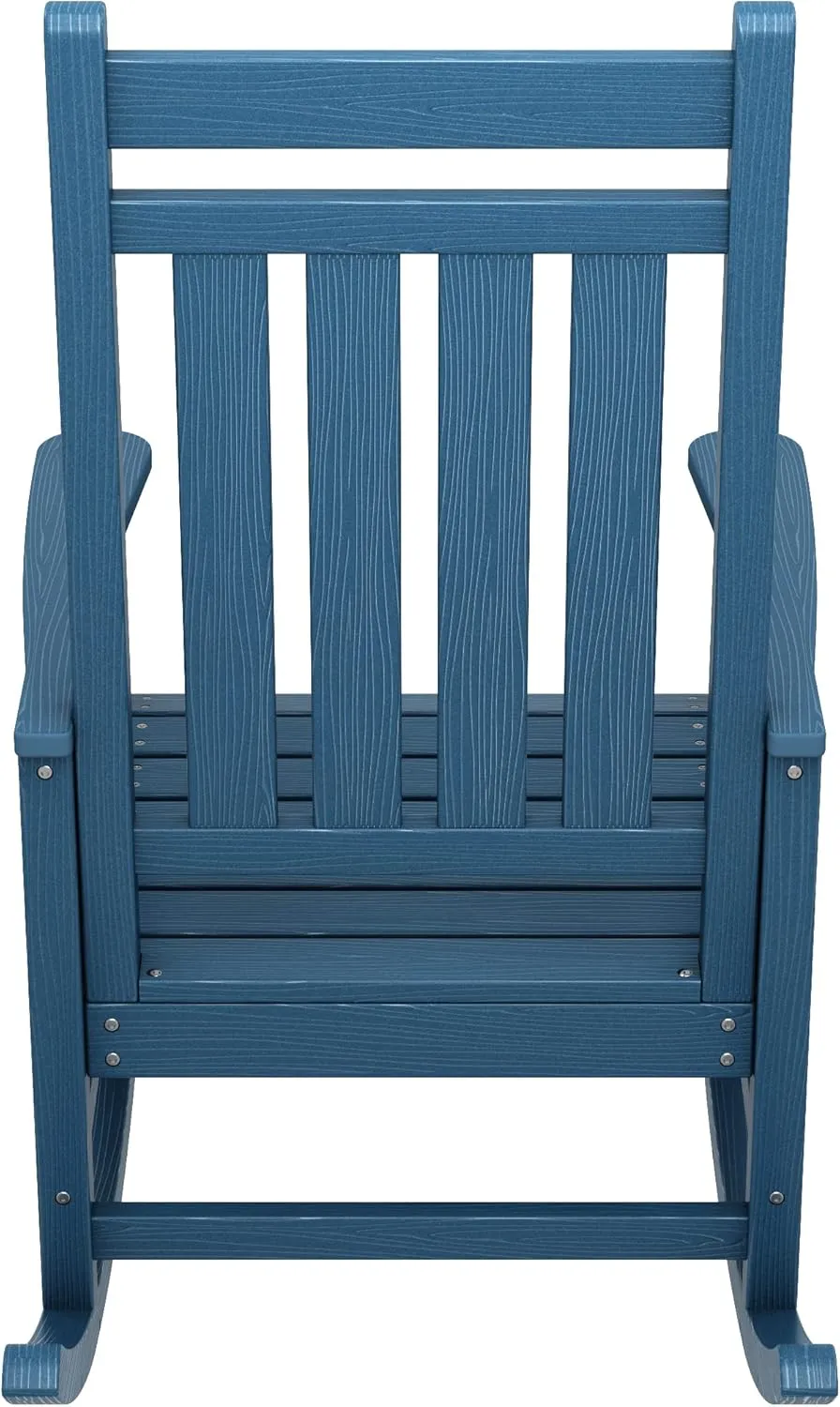 SERWALL Outdoor Rocking Chair Set of 4, HDPE Rocking Chairs for Adult, All Weather Porch Rockers for Lawn Garden, Blue