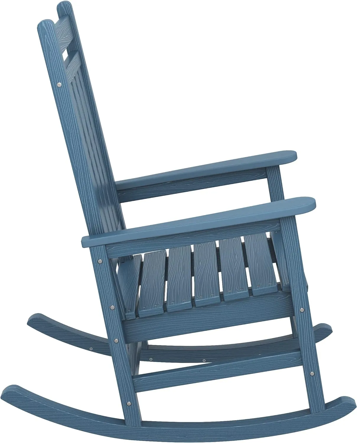SERWALL Outdoor Rocking Chair Set of 4, HDPE Rocking Chairs for Adult, All Weather Porch Rockers for Lawn Garden, Blue