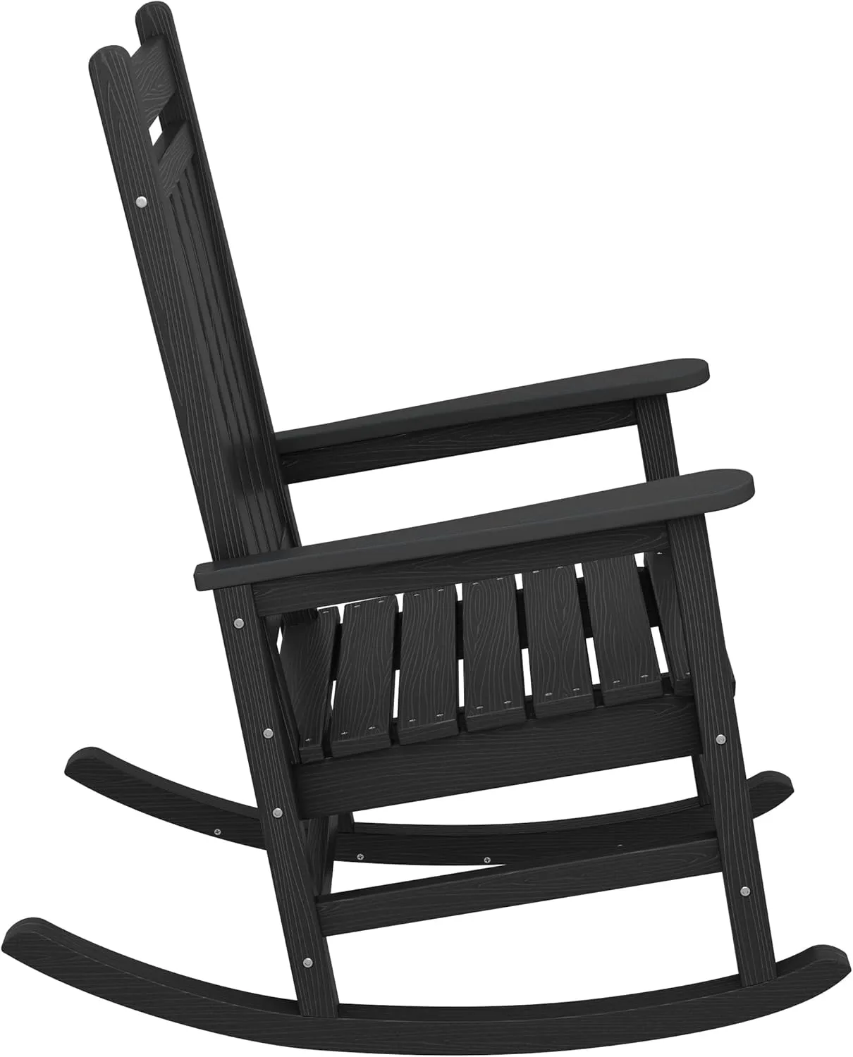 SERWALL Oversized Rocking Chair, Outdoor Rocking Chair for Adults, All Weather Resistant Porch Rocker for Lawn Garden, Black
