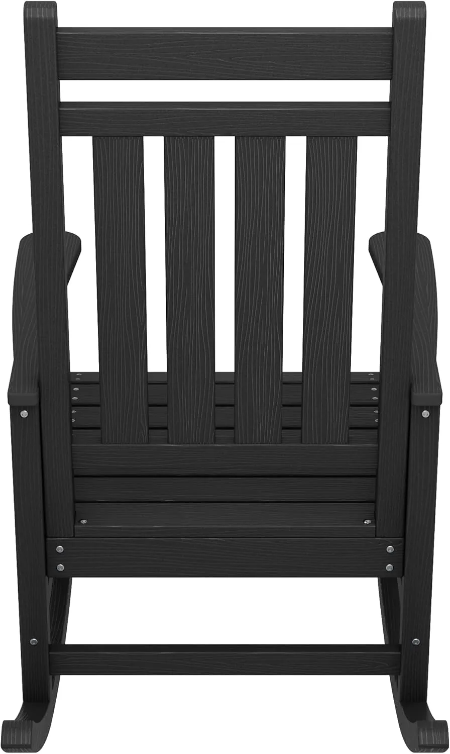 SERWALL Oversized Rocking Chair, Outdoor Rocking Chair for Adults, All Weather Resistant Porch Rocker for Lawn Garden, Black