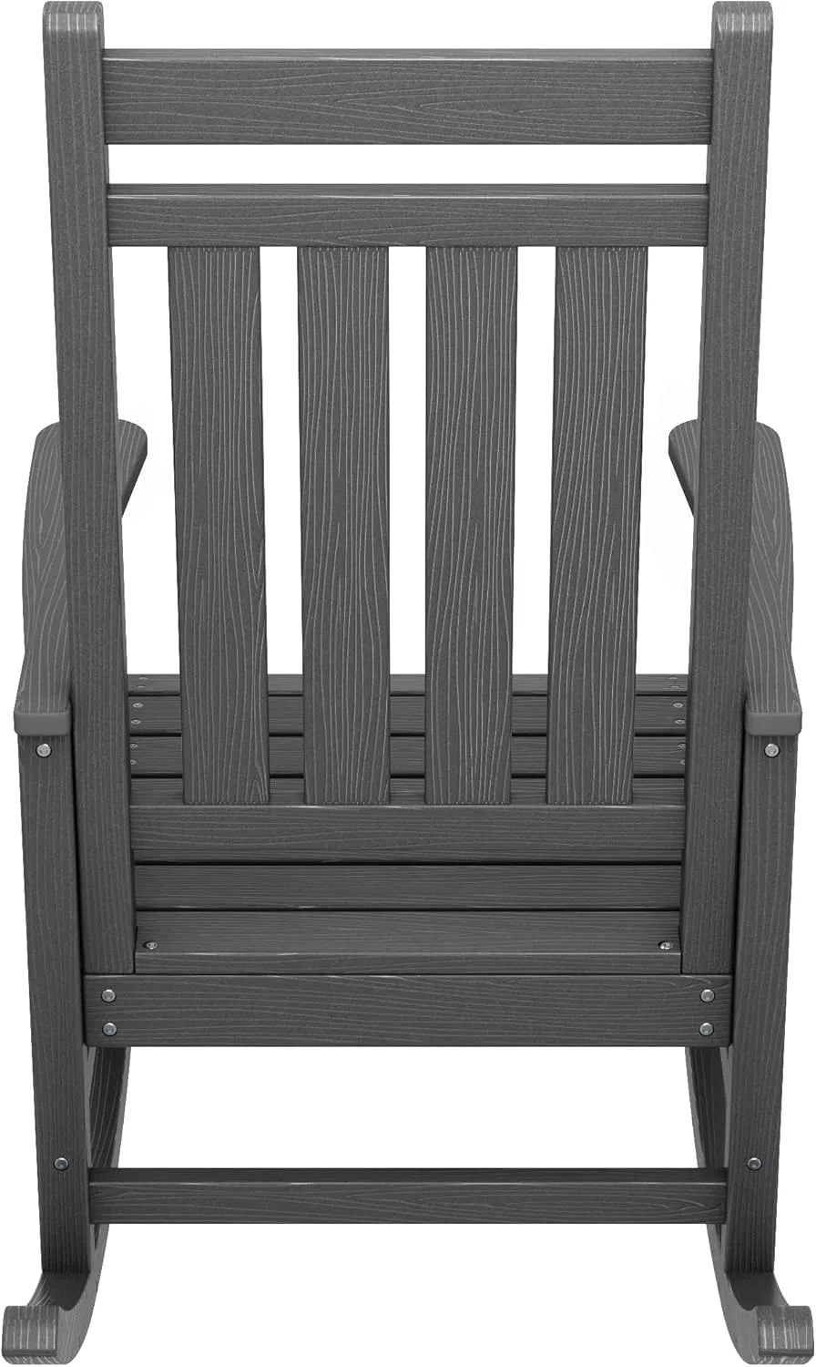SERWALL Oversized Rocking Chair, Outdoor Rocking Chair for Adults, All Weather Resistant Porch Rocker for Lawn Garden, Grey