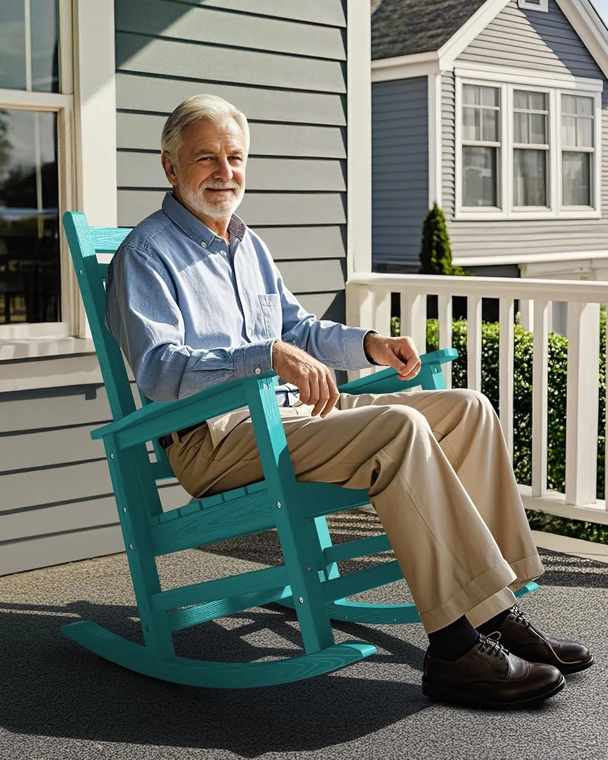 SEWALL Oversized Outdoor Rocking Chair Set of 2, HDPE Rocking Chair for Adults, Patio Rocking Chairs for Porch, Aruba