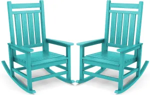 SEWALL Oversized Outdoor Rocking Chair Set of 2, HDPE Rocking Chair for Adults, Patio Rocking Chairs for Porch, Aruba