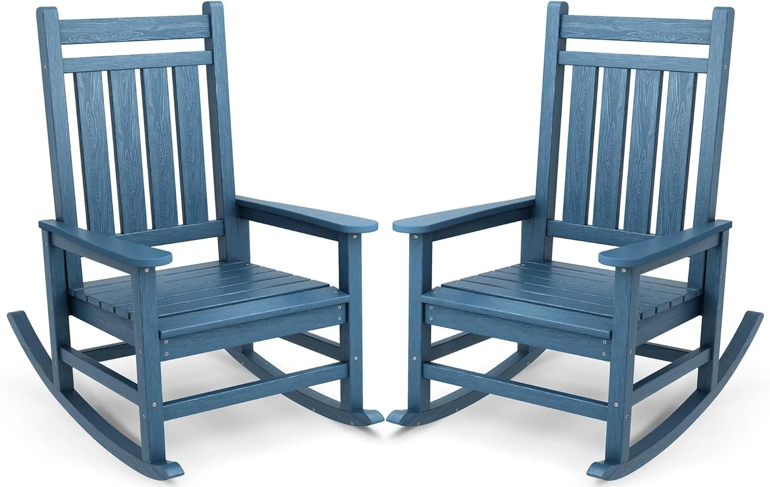 SEWALL Oversized Outdoor Rocking Chair Set of 2, HDPE Rocking Chair for Adults, Patio Rocking Chairs for Porch, Blue