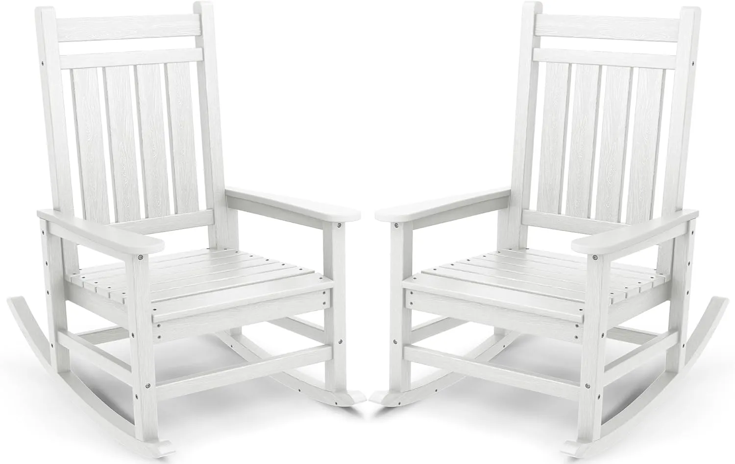 SEWALL Oversized Outdoor Rocking Chair Set of 2, HDPE Rocking Chair for Adults, Patio Rocking Chairs for Porch, White