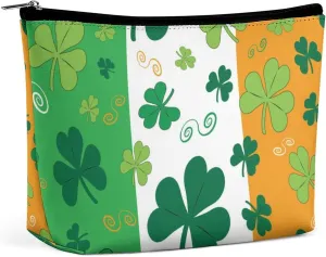 Shamrock Patterns Makeup Bag For Women-Cosmetic Bags Aesthetic Design Ladies Tote Bag for Women,Travel Toiletry Bag with Zipper