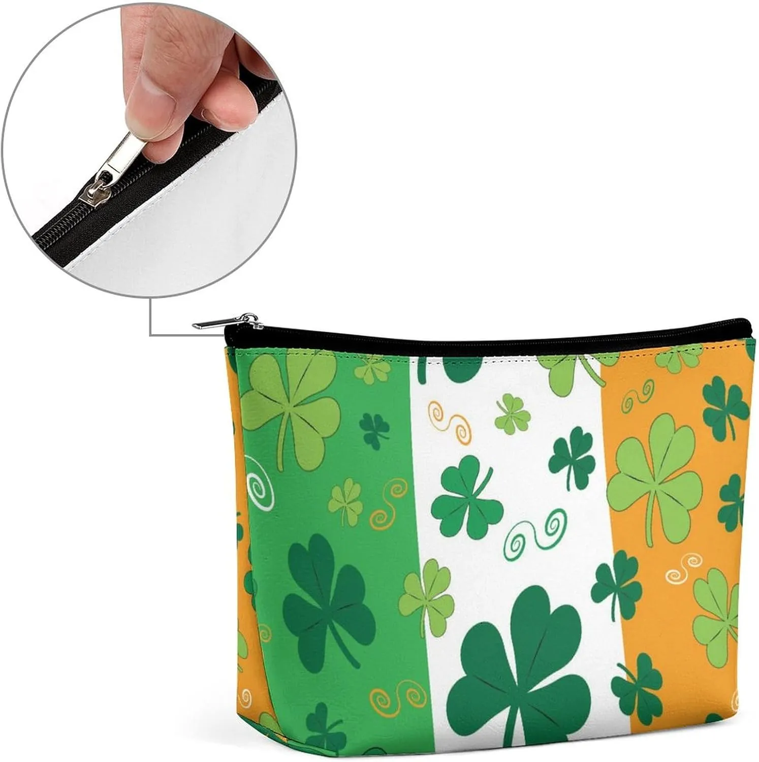 Shamrock Patterns Makeup Bag For Women-Cosmetic Bags Aesthetic Design Ladies Tote Bag for Women,Travel Toiletry Bag with Zipper