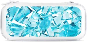 Shattered Cyan Glass Pieces Hard Shell Travel Case with Rope 15 Game Card Pockets Compatible with Switch Protective