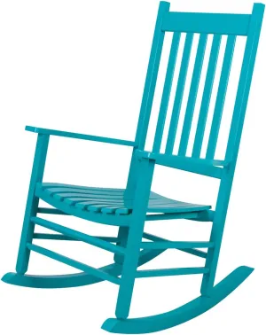 Shine Company Vermont Porch Rocker, High Back Wood Rocking Chair, Aruba