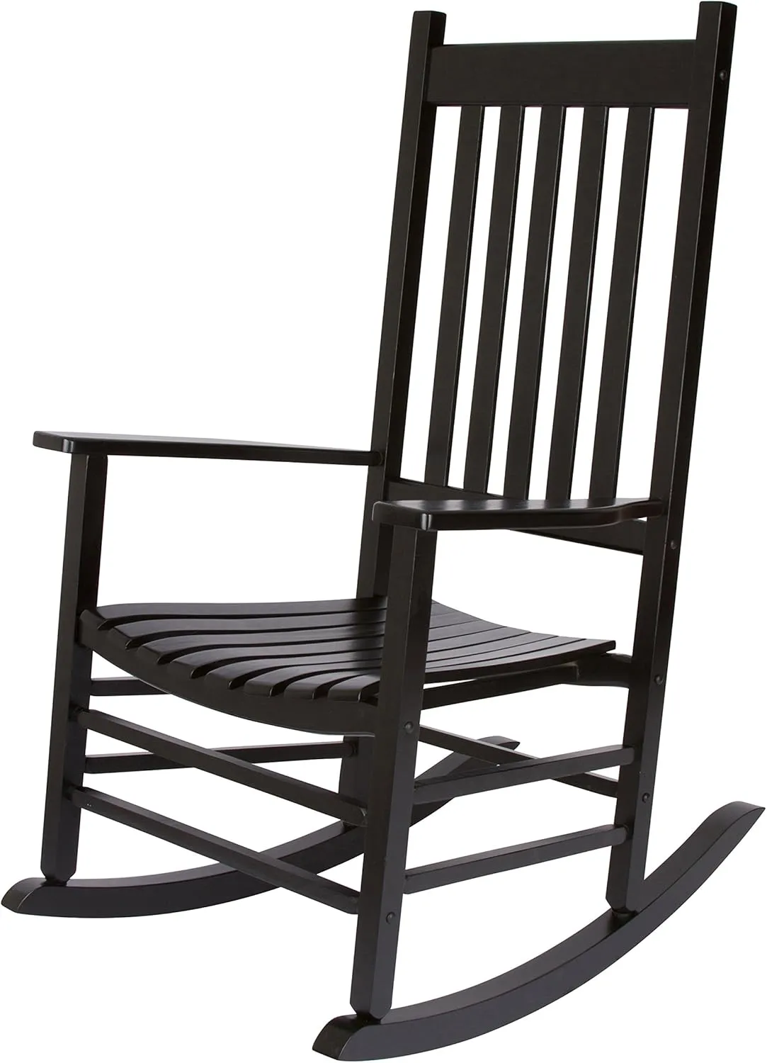 Shine Company Vermont Porch Rocker, High Back Wood Rocking Chair, Black