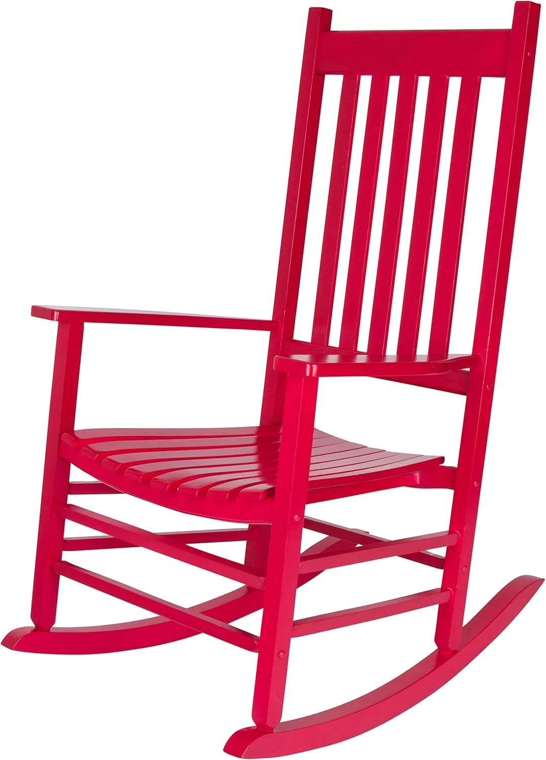 Shine Company Vermont Porch Rocker, High Back Wood Rocking Chair, Chili Pepper